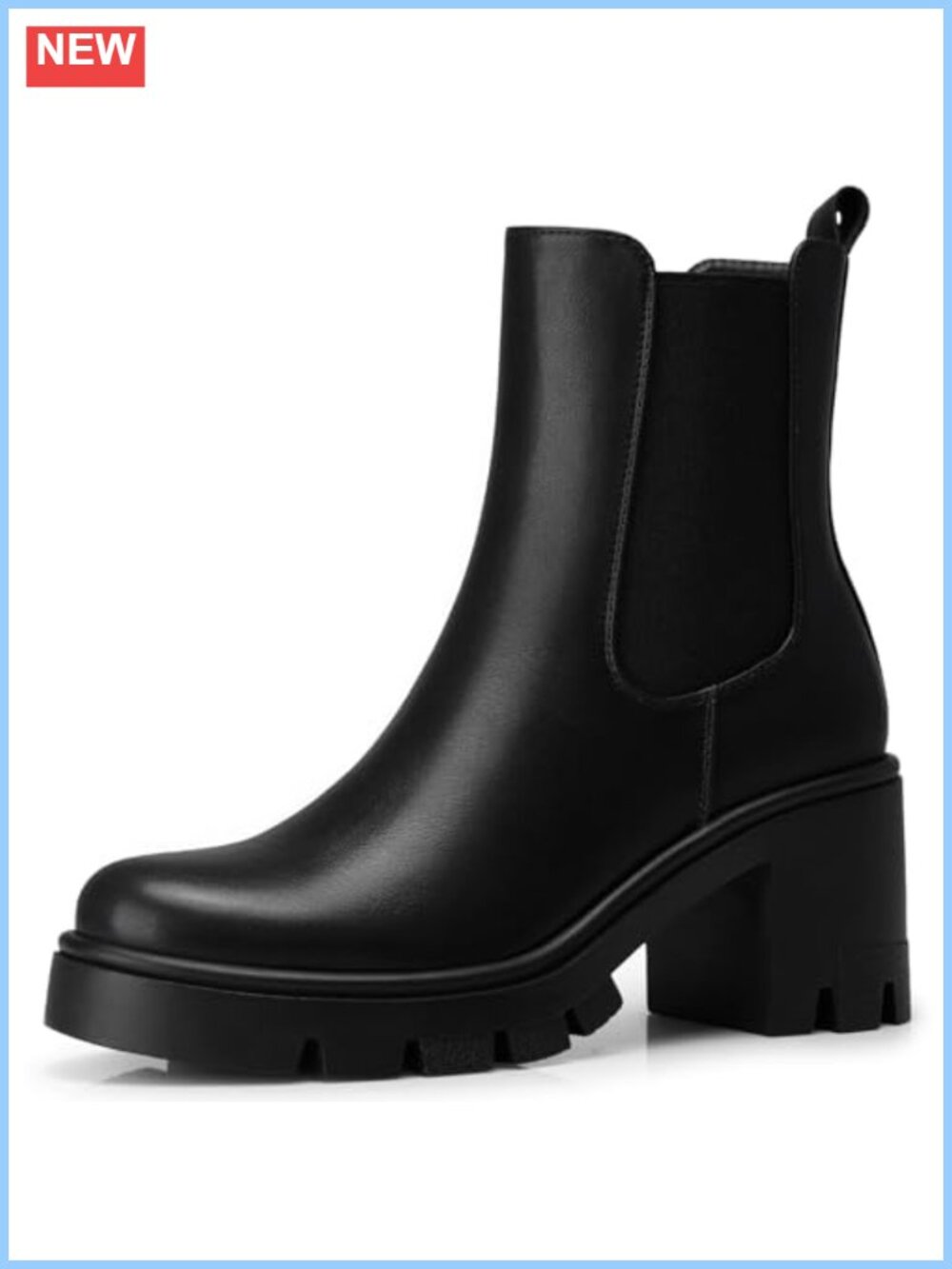 Women's Chelsea Ankle Boots 2.9 Inch Platform Block Heel Side Zip